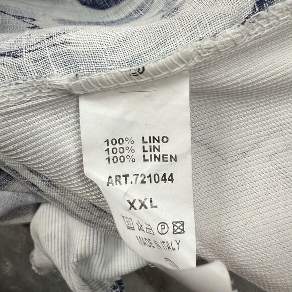 Linen Shirt Womens 2XL White Blue Floral Hawaiian Print Sleeveless Button Summer - Picture 3 of 5